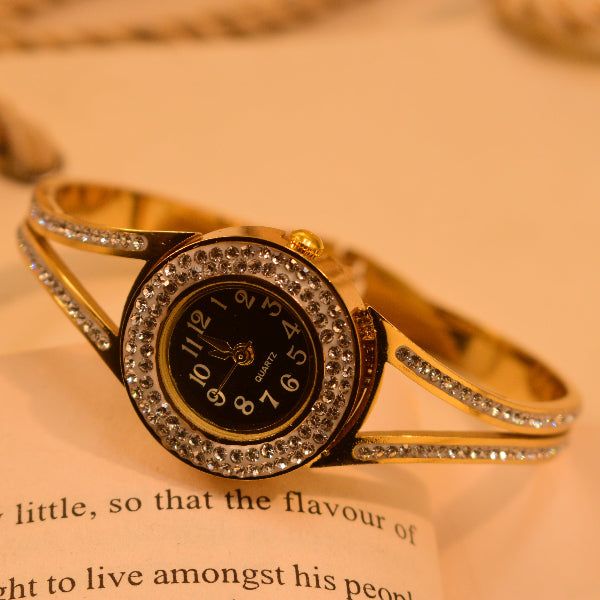 Gorgeous Watch Design Gold Plated Crsytal Stones Bracelet for Girls/Women