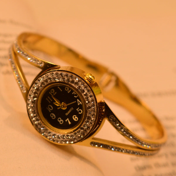 Gorgeous Watch Design Gold Plated Crsytal Stones Bracelet for Girls/Women