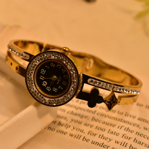 Charming Watch Design Gold Plated Crystal Stones Bracelet for Girls/Women
