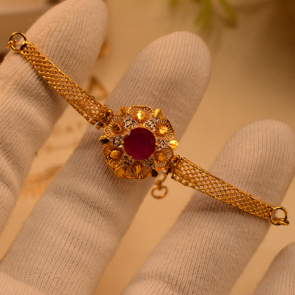 Stylish Unique 22K Gold Plated Design Real Stone Bracelet for Girls/Women