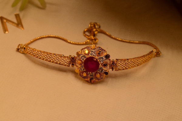 Stylish Unique 22K Gold Plated Design Real Stone Bracelet for Girls/Women