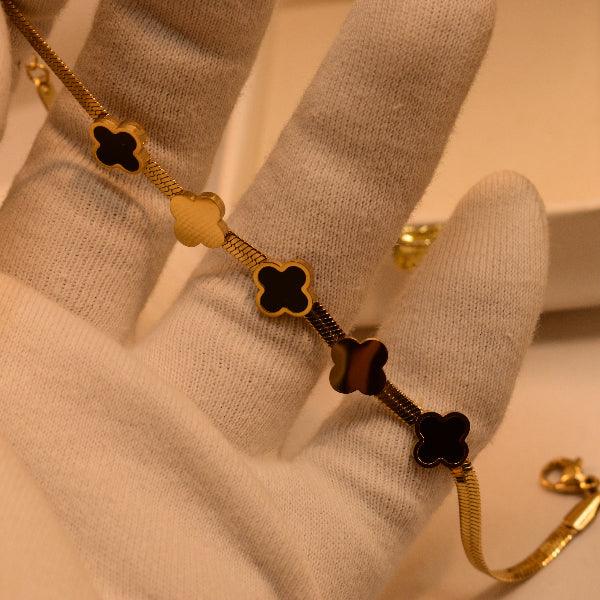 Luxury Unique Design Gold Plated Real Stones Bracelet for Girls/Women