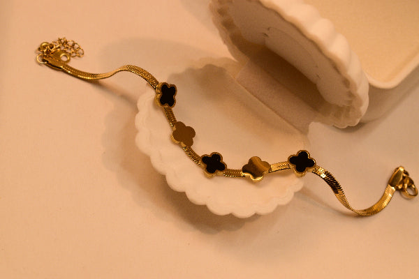 Luxury Unique Design Gold Plated Real Stones Bracelet for Girls/Women