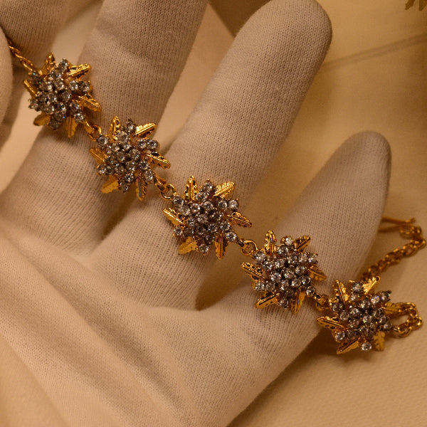 Dazzling Unique Design Gold Plated Real Stones Bracelet for Girls/Women