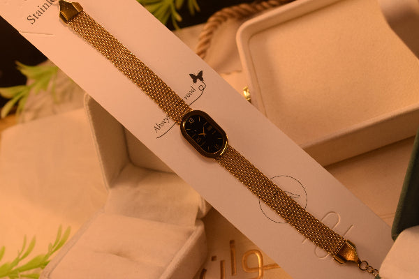Luxury Unique Design Gold Plated Watch Bracelet for Girls/Women