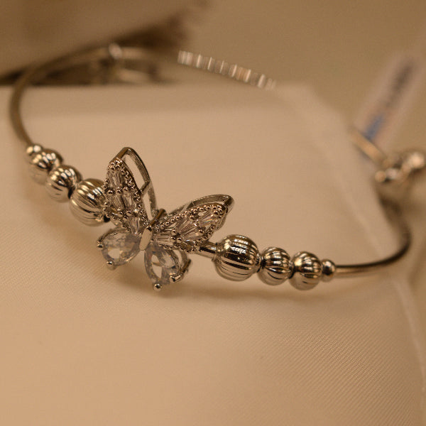 Dazzling Butterfly Design Silver Plated Crystal Stones Bracelet for Girls/Women