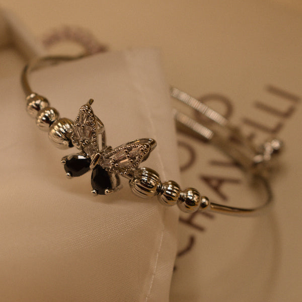 Dazzling Butterfly Design Silver Plated Crystal Stones Bracelet for Girls/Women