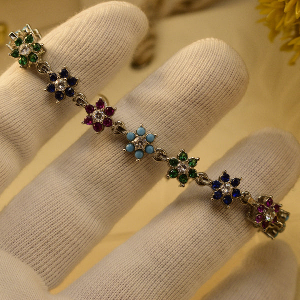 Stylish Unique Design Silver Plated Crystal Stones Bracelet for Girls/Women