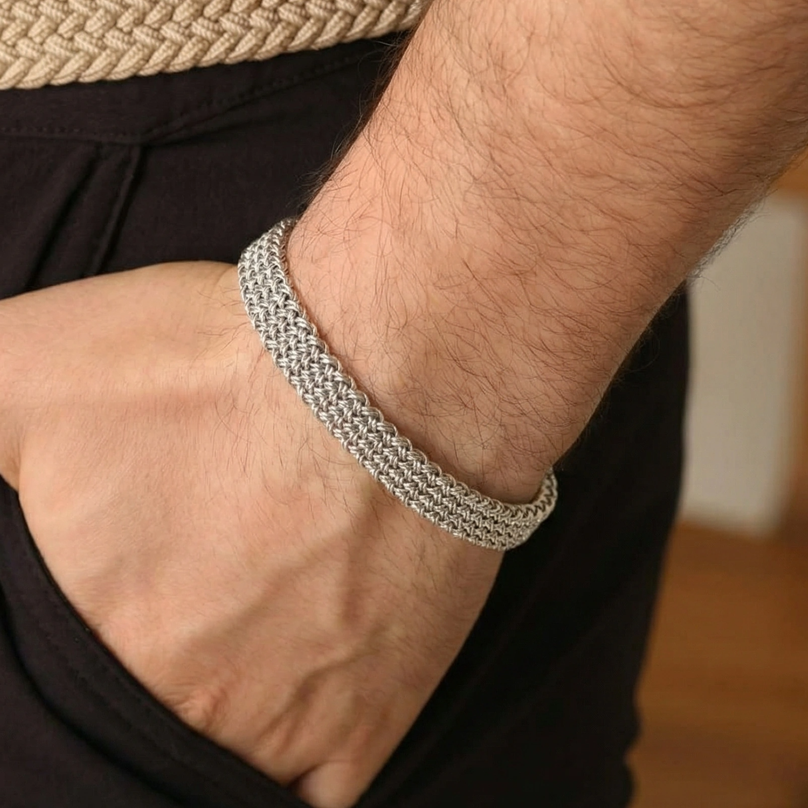 Beautiful Unique Design Silver Plated Bracelet for Men