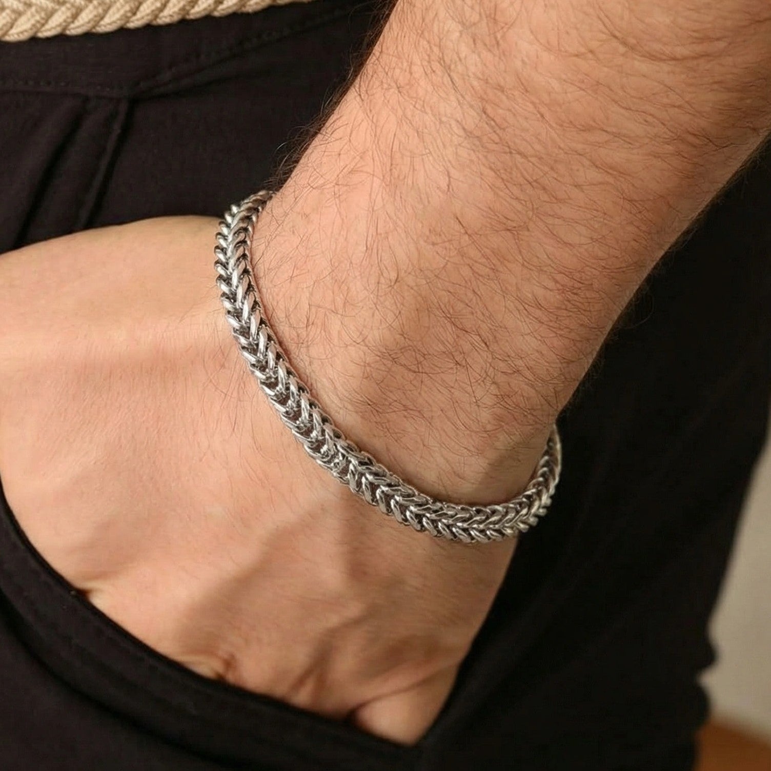 Luminous Unique Design Silver Plated Chain Bracelet for Men