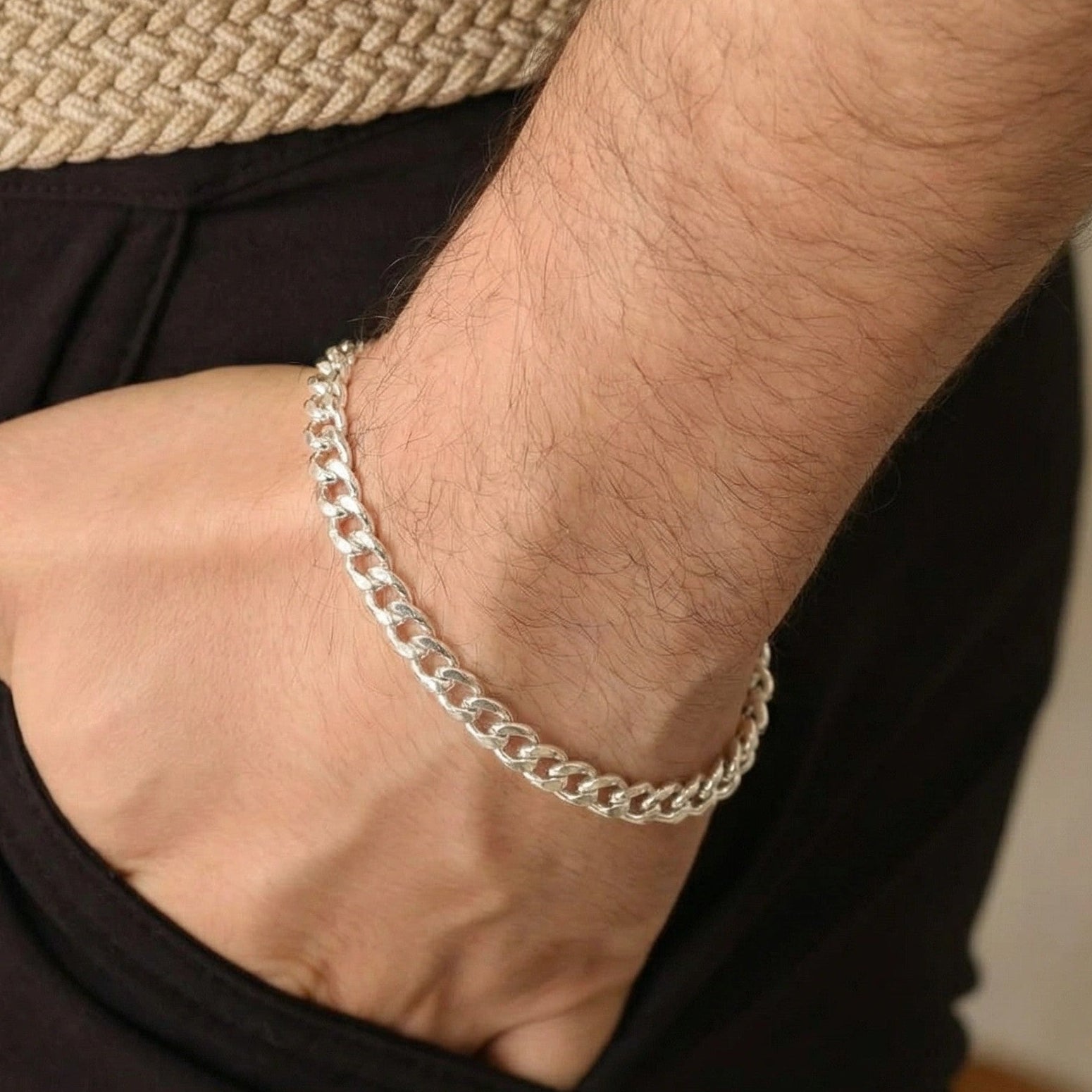 Luxury Unique Design Silver Plated Bracelet for Men