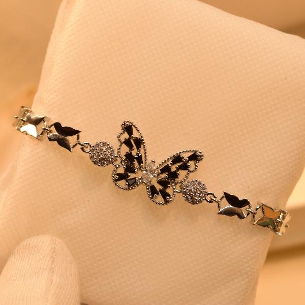 Gorgeous Butterfly Design Crystal Stones Silver Bracelet for Girls/Women