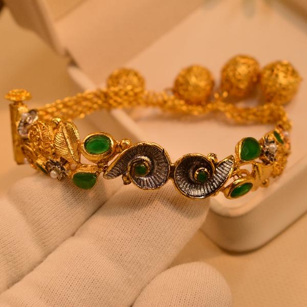 Stylish Design Real Stones Gold Plated Bracelet for Girls/Women