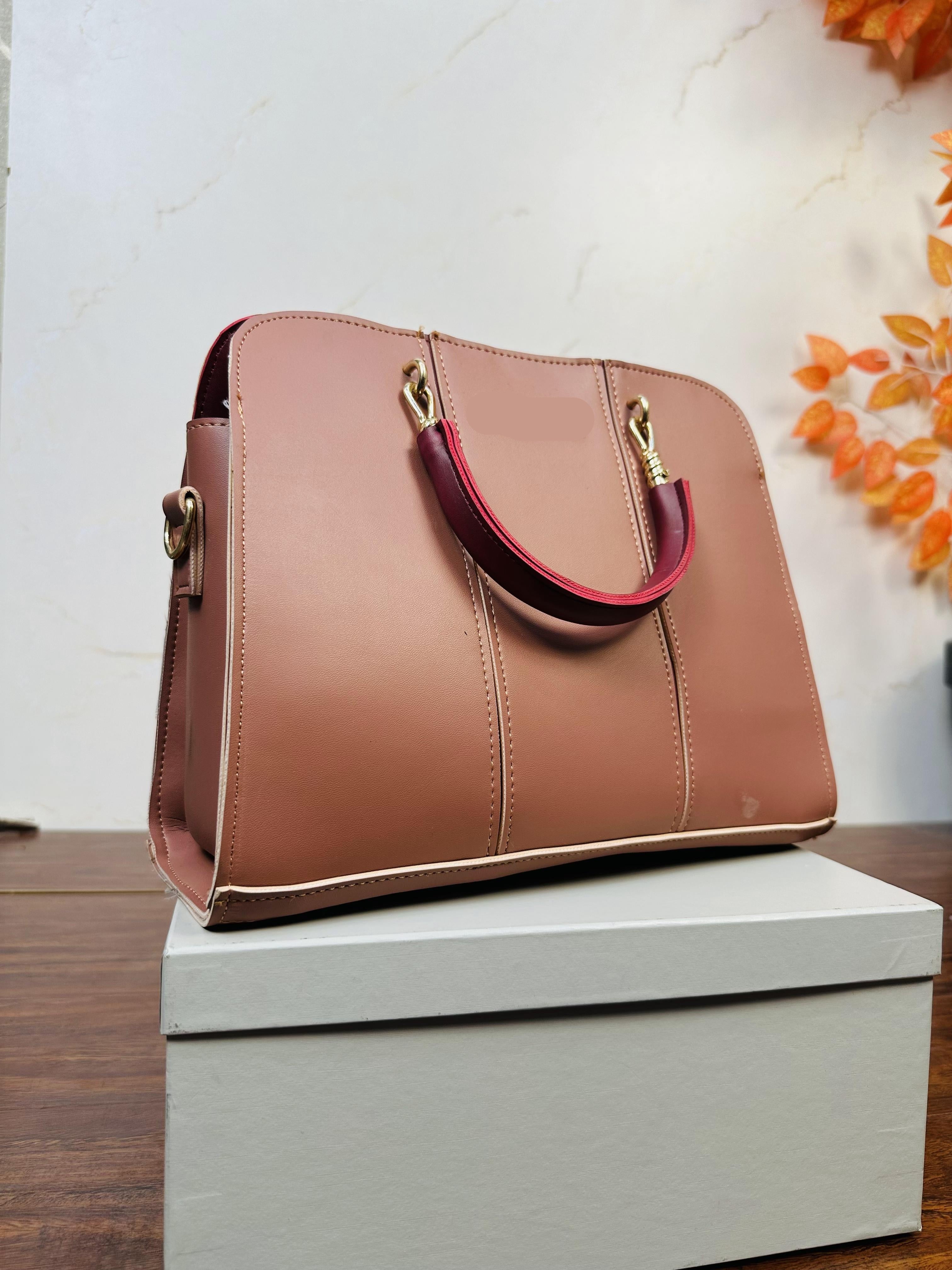 Elegant Peach Color Handbag For Girls/Women