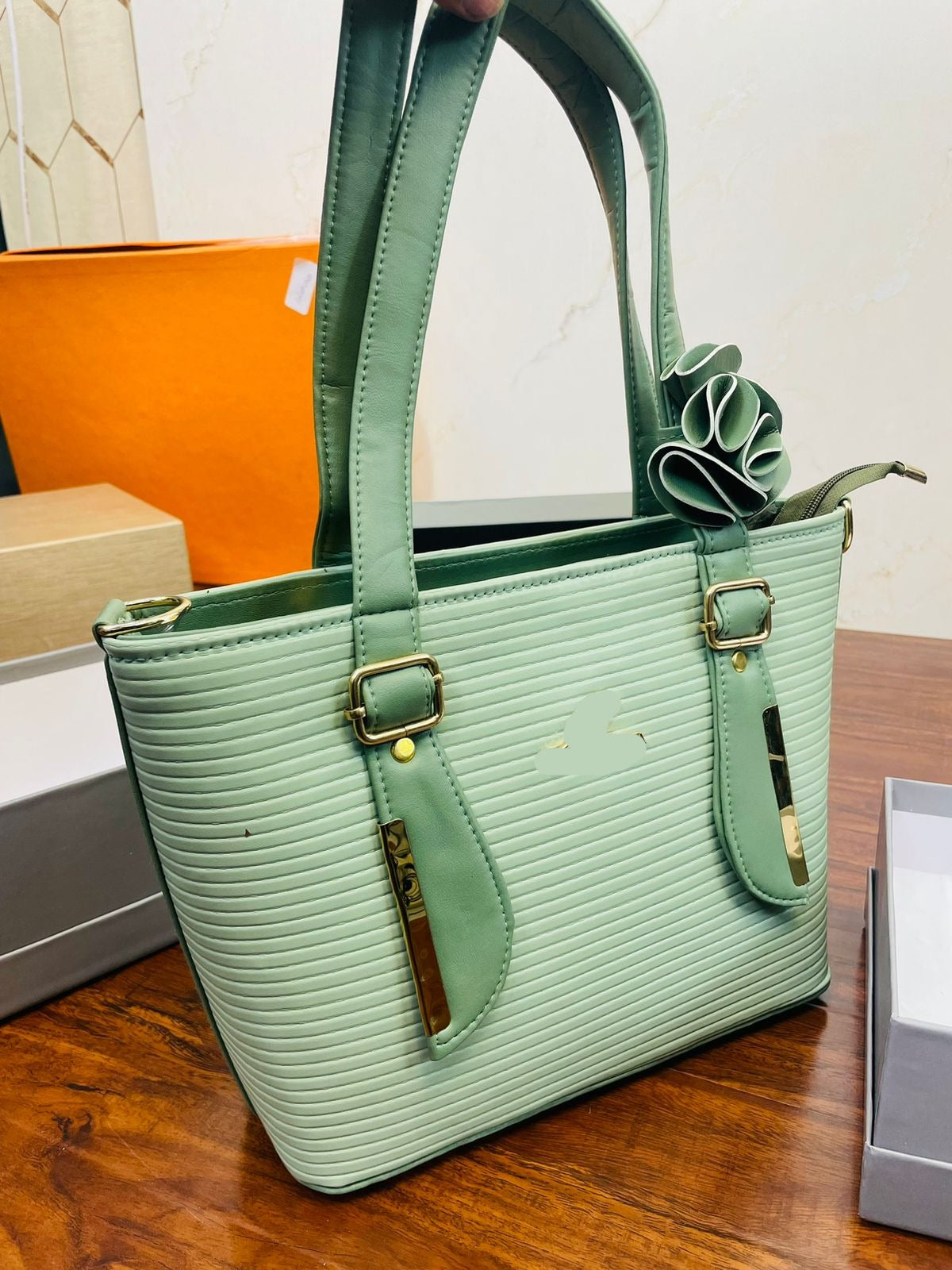 Elegant Big Light Green Handbag For Girls/women