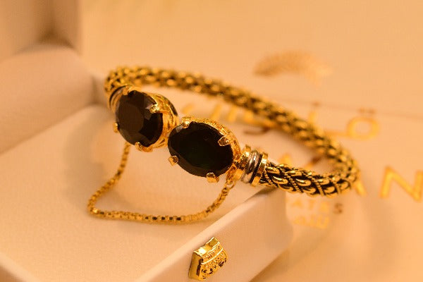 Fancy Real Stones Gold Plated Bangles Set for Girls/Women