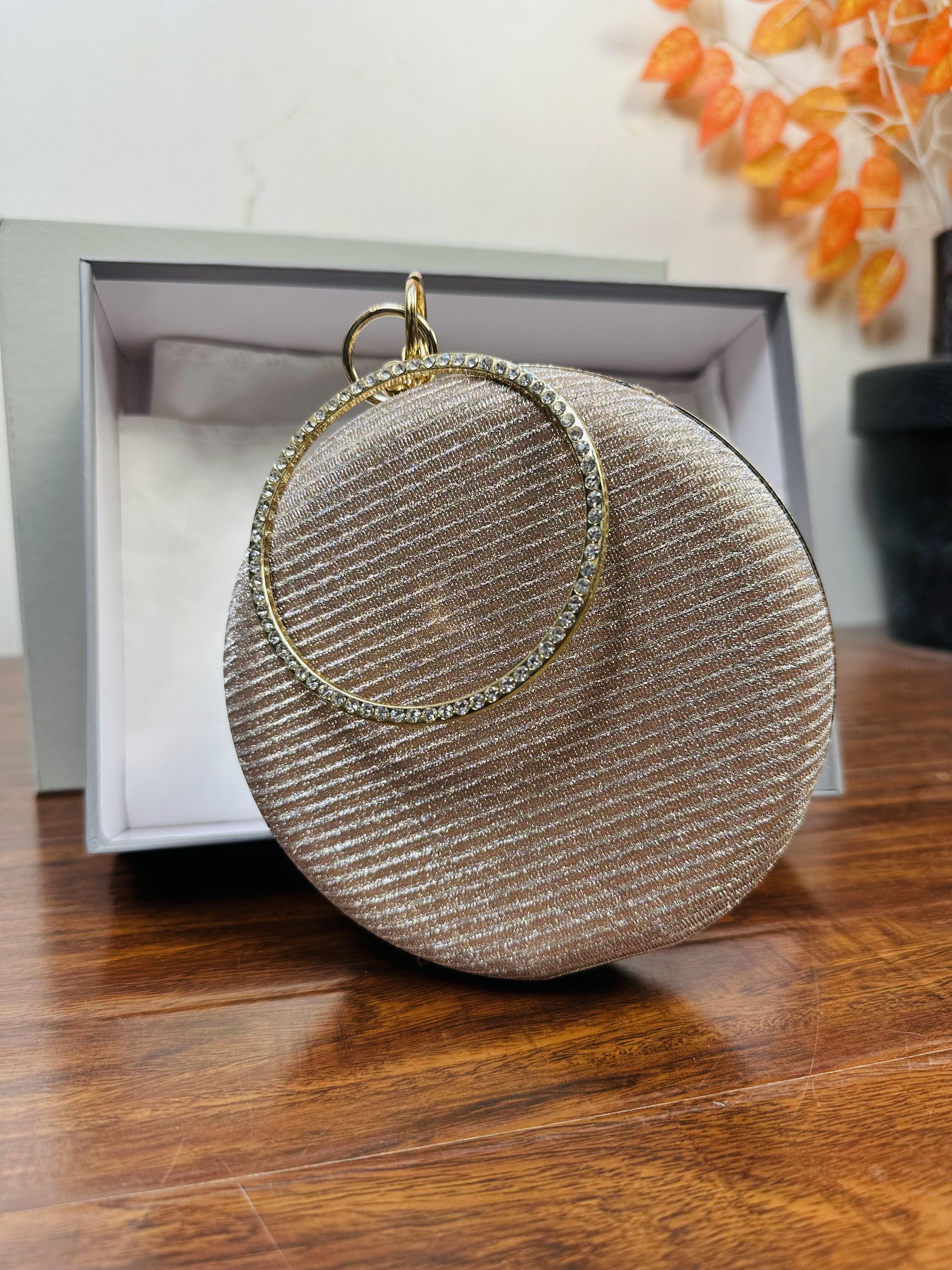 Unique Design Golden Color Clutch For Girls/Women