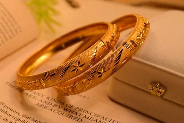 Glamorous Design Gold Plated 2pc Bangle Set for Girls/Women
