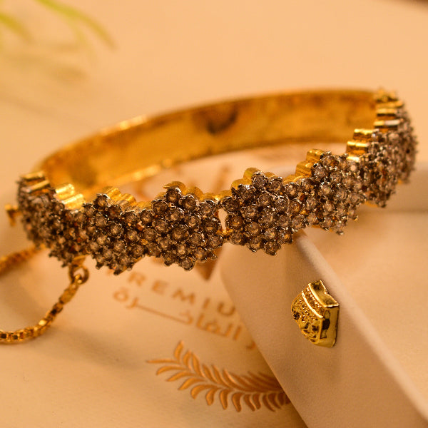 Elegant Unique Design Gold Plated Crystal Stones Bangle for Girls/Women