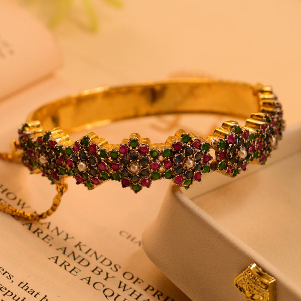 Elegant Unique Design Gold Plated Crystal Stones Bangle for Girls/Women