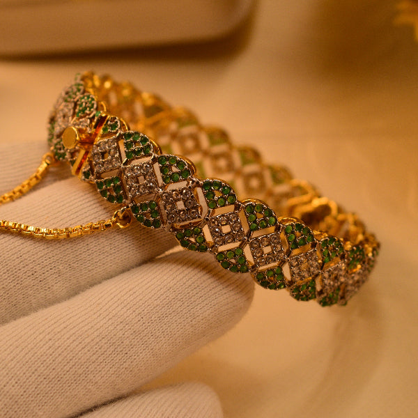 Luminous Unique Design Gold Plated Crystal Stones Bangle for Girls/Women