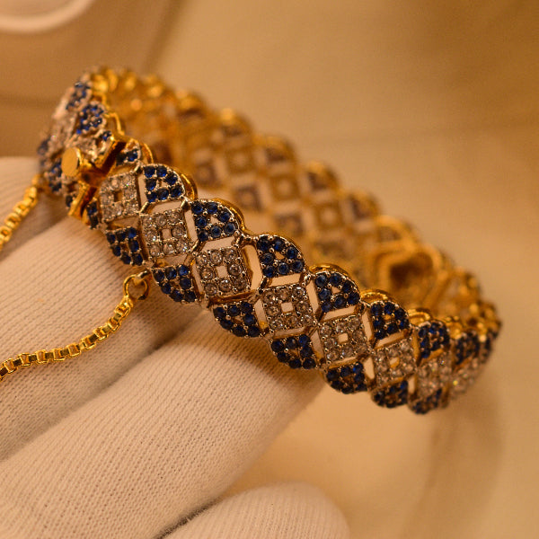 Luminous Unique Design Gold Plated Crystal Stones Bangle for Girls/Women