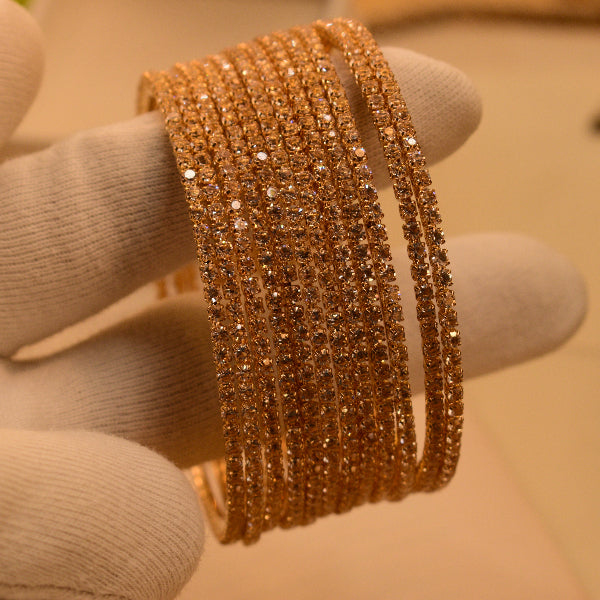 Charming Design Gold Plated Crystal Stones 12pc Bangle Set for Girls/Women