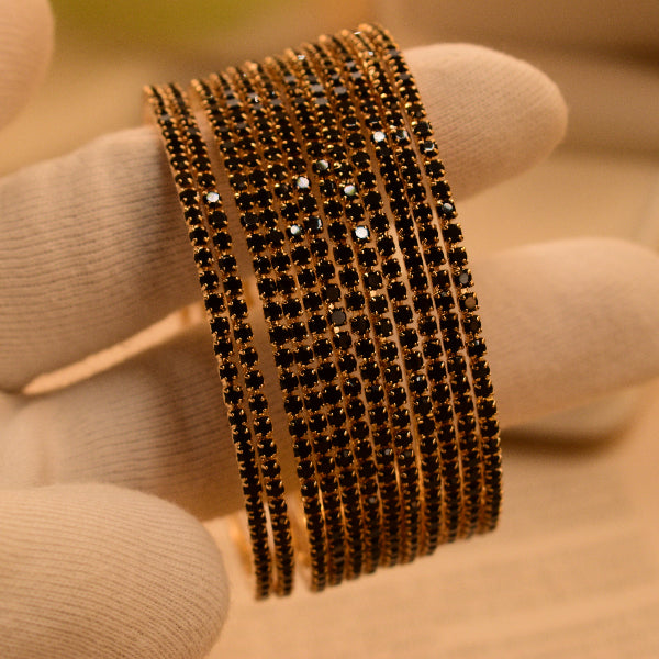 Charming Design Gold Plated Crystal Stones 12pc Bangle Set for Girls/Women