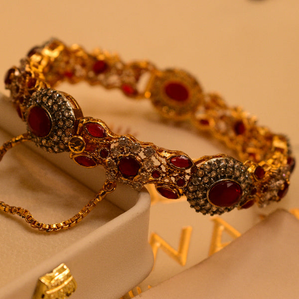 Stylish Unique Design Gold Plated Real Stones Bangle for Girls/Women