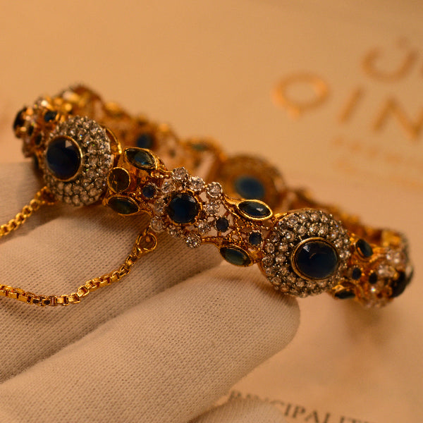 Stylish Unique Design Gold Plated Real Stones Bangle for Girls/Women