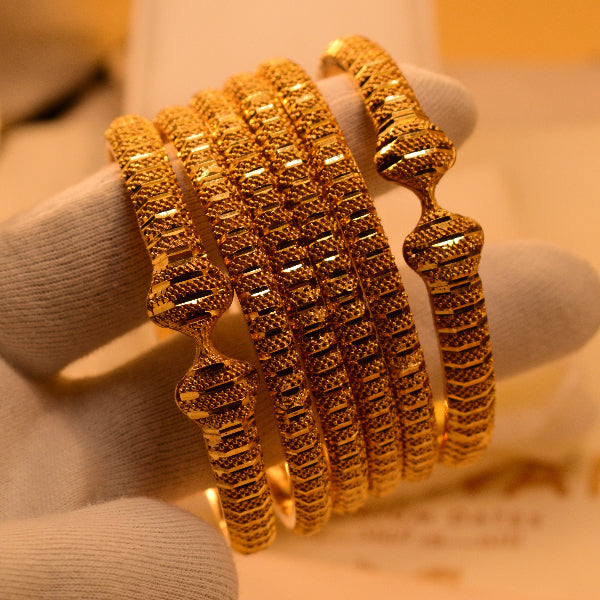 Luxury Unique Design 24K RP Gold Plated 6pc Bangle Set for Girls/Women
