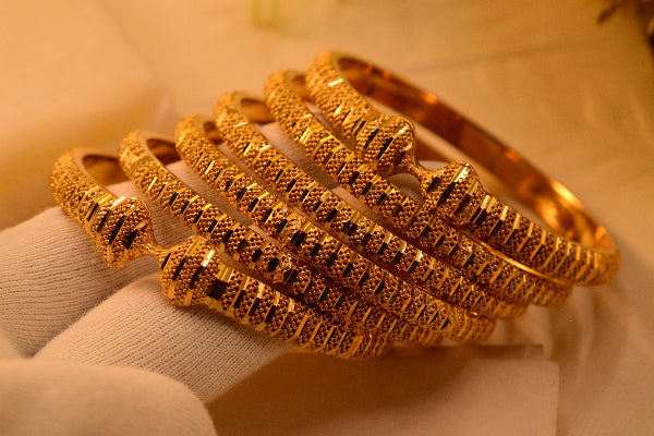 Luxury Unique Design 24K RP Gold Plated 6pc Bangle Set for Girls/Women