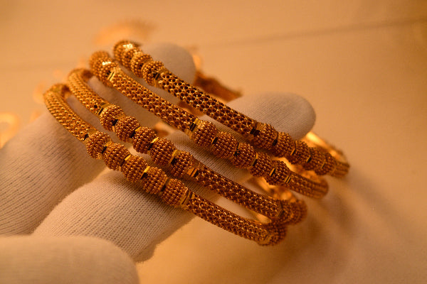 Charming Unique Design Gold Plated 4pc Bangle Set for Girls/Women