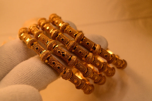 Stylish Unique Design Gold Plated 4pc Bangle Set for Girls/Women
