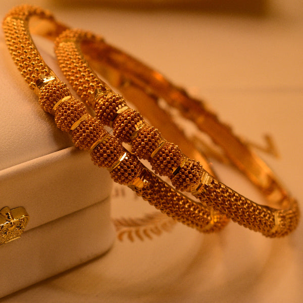 Glamorous Unique Design Gold Plated 2pc Bangle Set for Girls/Women