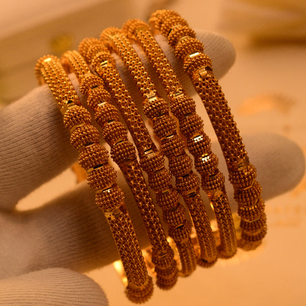 Luminous Unique Design Gold Plated 6pc Bangle Set for Girls/Women