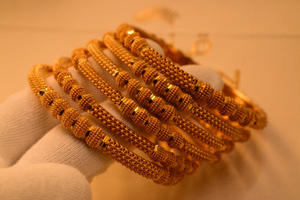 Luminous Unique Design Gold Plated 6pc Bangle Set for Girls/Women