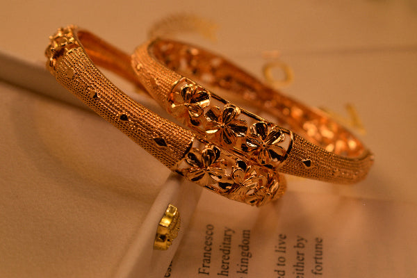 Charming Unique Design Gold Plated 2pc Bangle Set for Girls/Women