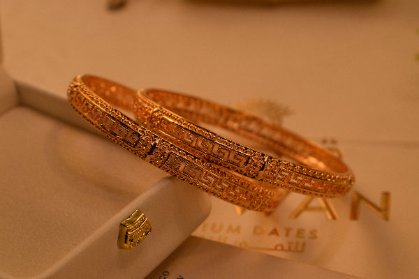 Stylish Unique Design Gold Plated 2pc Bangle Set for Girls/Women