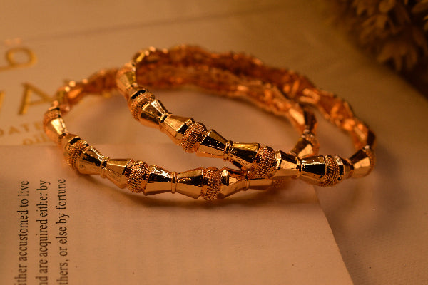 Glamorous Unique Design Gold Plated 2pc Bangle Set for Girls/Women