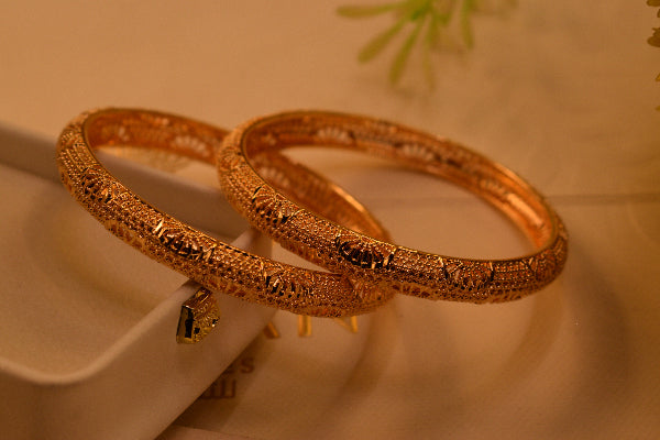 Luminous Unique Design Gold Plated 2pc Bangle Set for Girls/Women