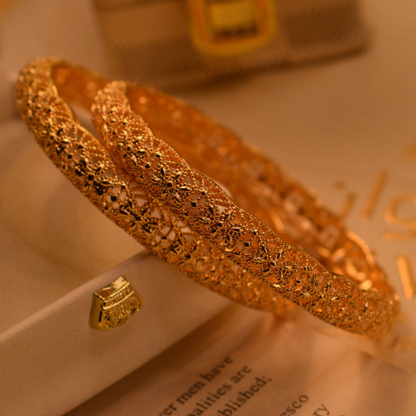 Beautiful Unique Design Gold Plated 2pc Bangle Set for Girls/Women