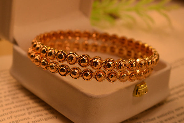 Charming Unique Design Gold Plated 2pc Bangle Set for Girls/Women