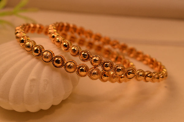 Charming Unique Design Gold Plated 2pc Bangle Set for Girls/Women