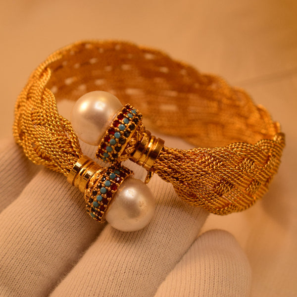 Gorgeous Unique Design Gold Plated Real Stones Bangle for Girls/Women