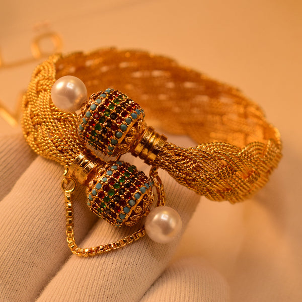 Luminous Unique Design Gold Plated Real Stones Bangle for Girls/Women