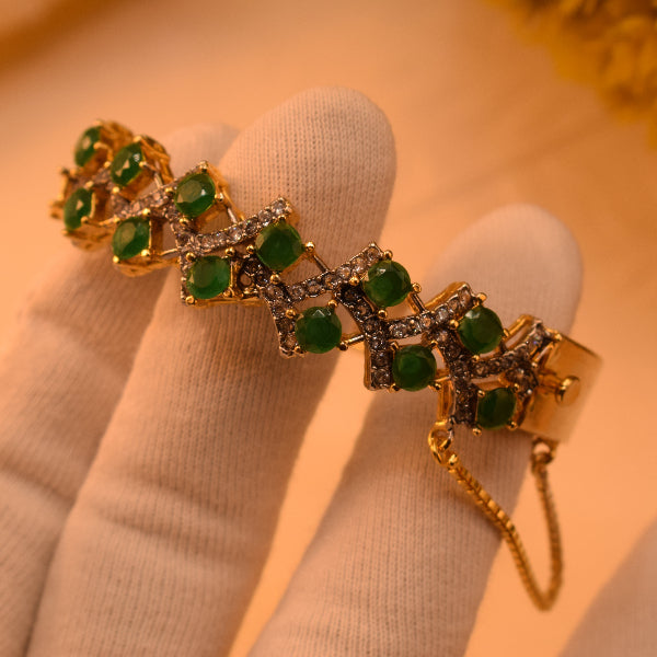 Elegant Unique Design Gold Plated Real Stones Bangle for Girls/Women