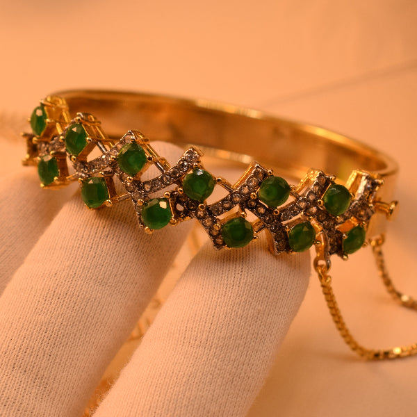 Elegant Unique Design Gold Plated Real Stones Bangle for Girls/Women