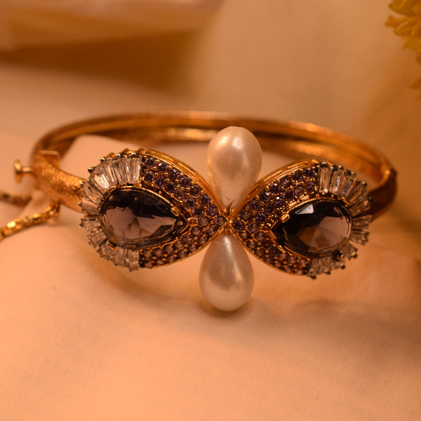 Sparkling Unique Design Gold Plated Crystal Stones Bangle for Girls/Women
