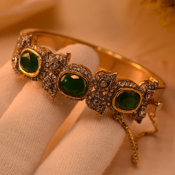 Luxury Unique Design Gold Plated Real Stones Bangle for Girls/Women